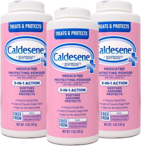 Caldesene Medicated Protecting Powder with Zinc Oxide & Cornstarch-Talc Free, 5 Ounce (3 Pack) - 1
