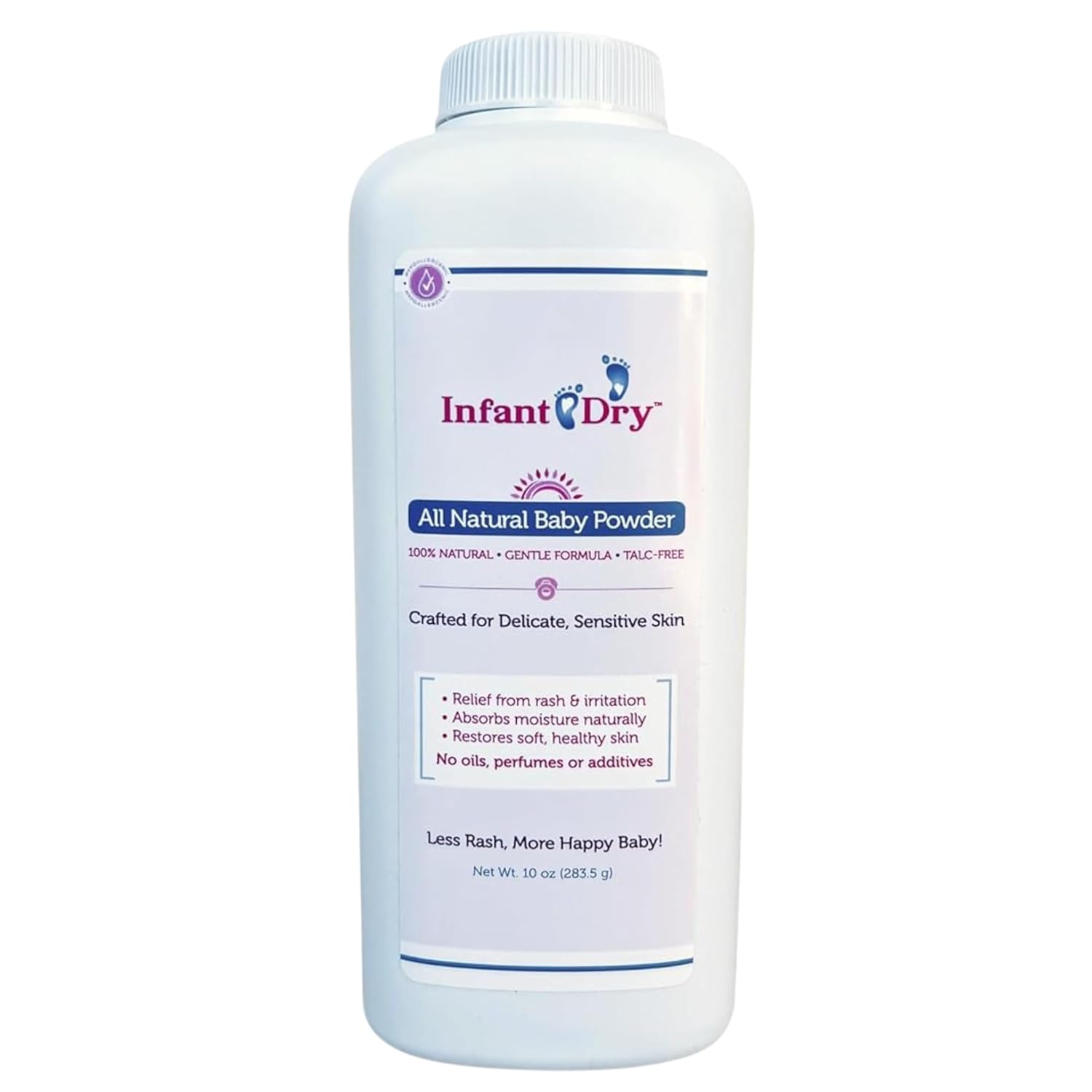 Infant Dry All Natural Baby Powder 10 Oz - Gentle Formula Talc Free, All Natural and Unscented Dusting Powder for Sensitive Baby Skin - 1