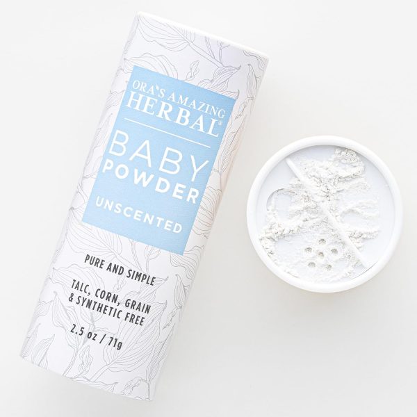 Ora's Amazing Herbal Talc Free Baby Powder, Cornstarch Free, Unscented Fragrance Free Arrowroot Powder - 1