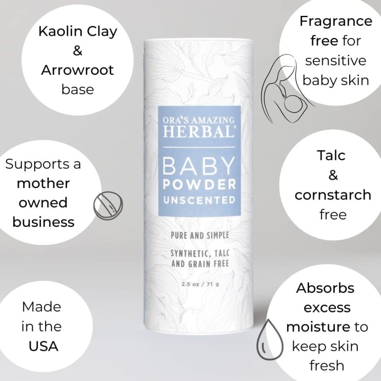 Ora's Amazing Herbal Talc Free Baby Powder, Cornstarch Free, Unscented Fragrance Free Arrowroot Powder