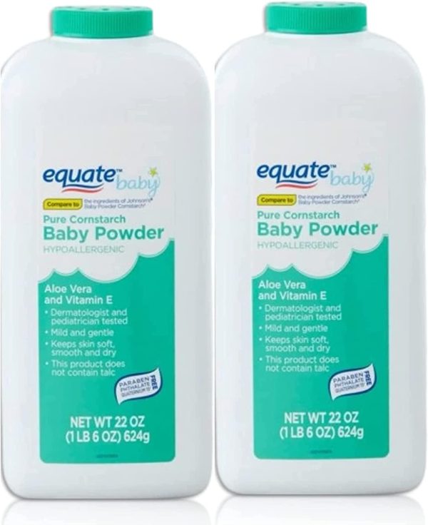 Pure Cornstarch Baby Powder Aloe and Vitamin E (22 oz - 2 Pack) - 1