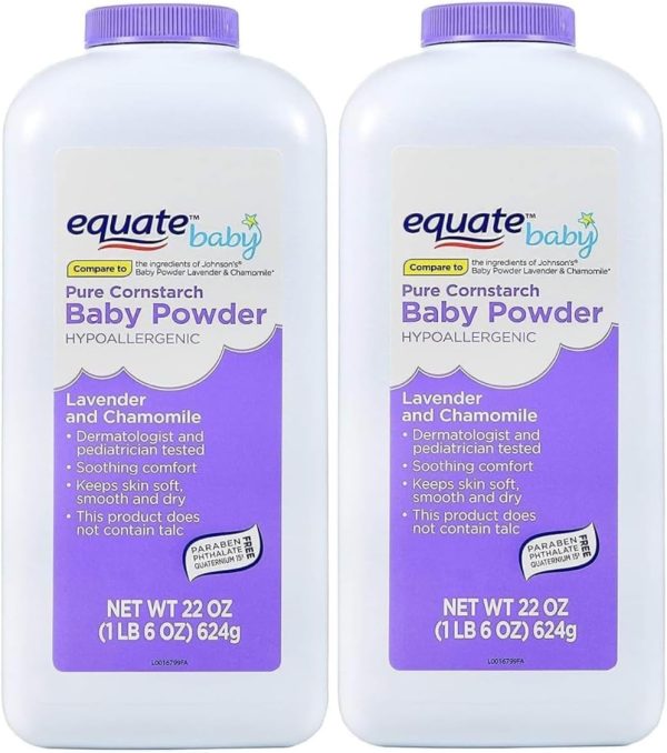 Pure Cornstarch Baby Powder with Lavender and Chamomile (2 Pack) - 1