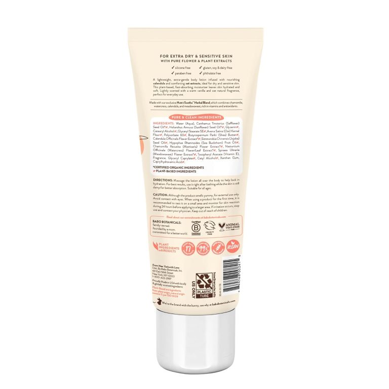 BABO Botanicals Moisturizing Oat & Calendula Body Lotion – Lightly Scented Hydration for Dry or Sensitive Skin – Gentle for Baby, Toddler, Kids & Family – Vegan – 1 or 2 Pack
