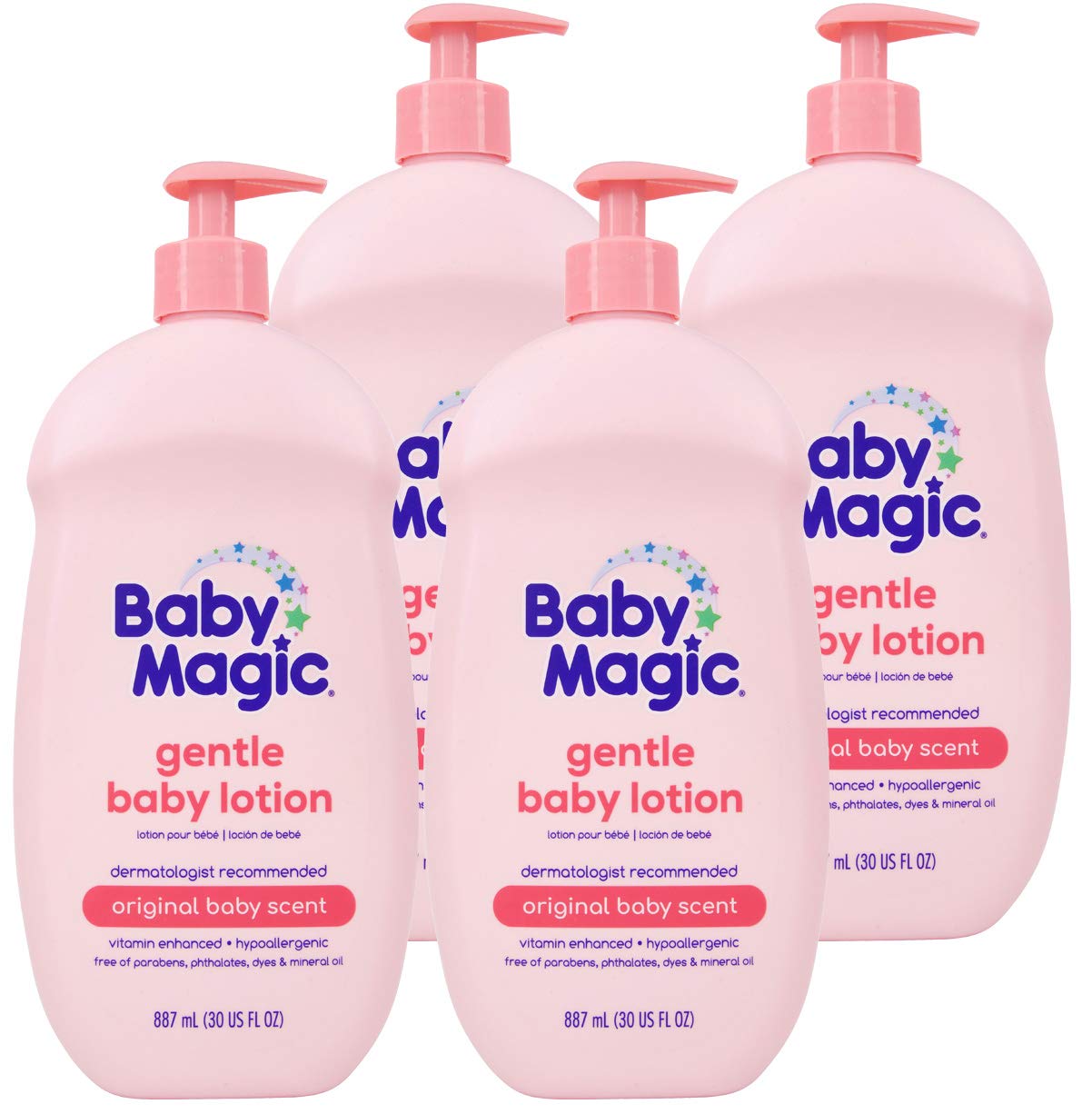 Baby Magic Gentle Baby Lotion - 30 Fl Oz (Pack of 4) - Vitamins & Aloe - Free of Parabens, Phthalates, Sulfates and Dyes - 1