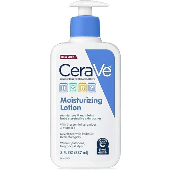 CeraVe Baby Lotion, Gentle Baby Skin Care with Ceramides, Niacinamide & Vitamin E, Fragrance, Paraben, Dye & Phthalates Free, Lightweight Moisturizer, 8 Ounce, Packaging May Vary - 1