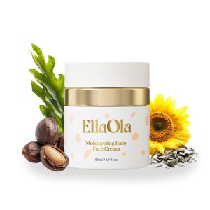 ELLAOLA 96 Hour Deep Moisturizing Baby Face Cream for Dry, Eczema Prone & Sensitive Skin - Daily Organic Face Lotion Nourishes & Hydrates, Fragrance Free - 1.7 fl. oz. - 1