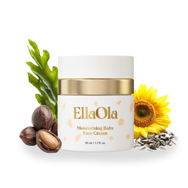 ELLAOLA 96 Hour Deep Moisturizing Baby Face Cream for Dry, Eczema Prone & Sensitive Skin - Daily Organic Face Lotion Nourishes & Hydrates, Fragrance Free - 1.7 fl. oz. - 1