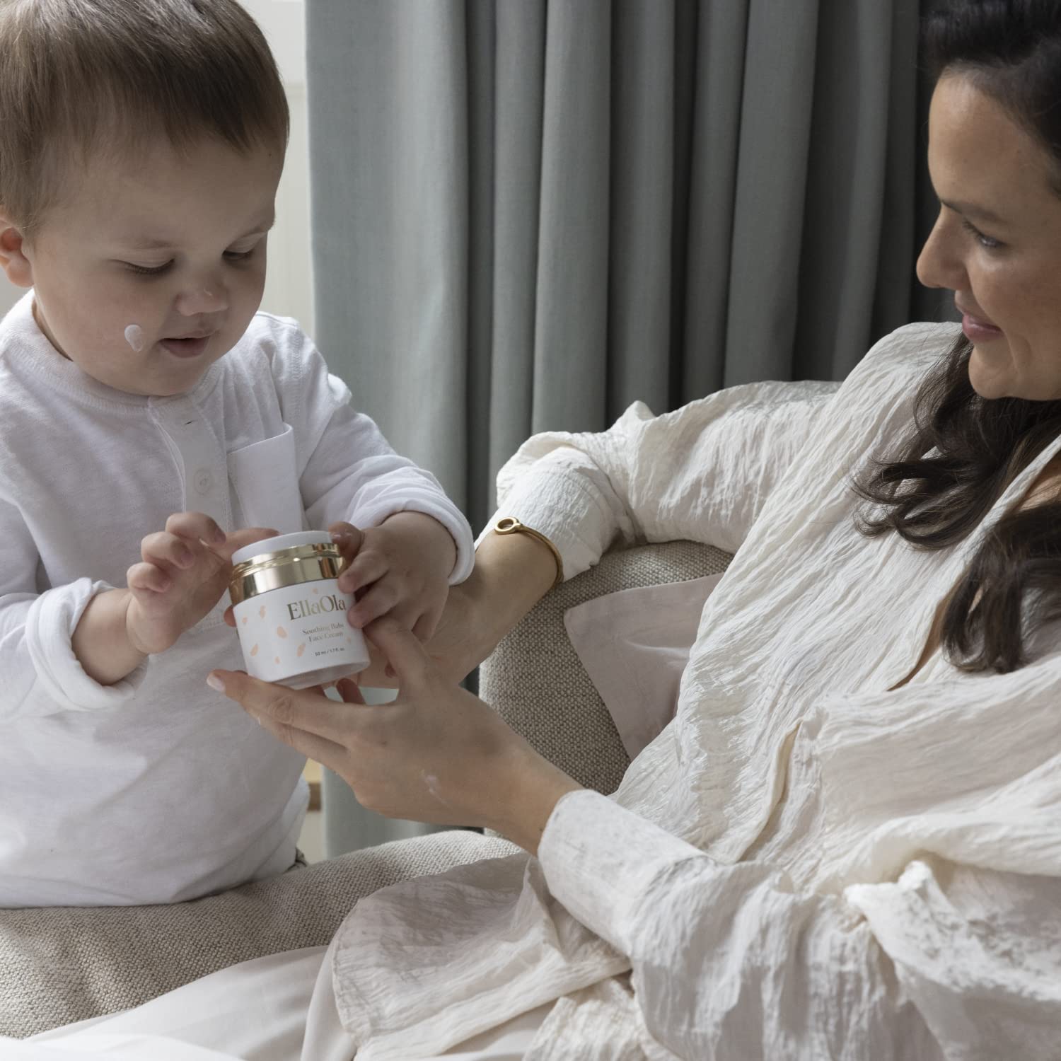 ELLAOLA 96 Hour Deep Moisturizing Baby Face Cream for Dry, Eczema Prone & Sensitive Skin - Daily Organic Face Lotion Nourishes & Hydrates, Fragrance Free - 1.7 fl. oz. - 5
