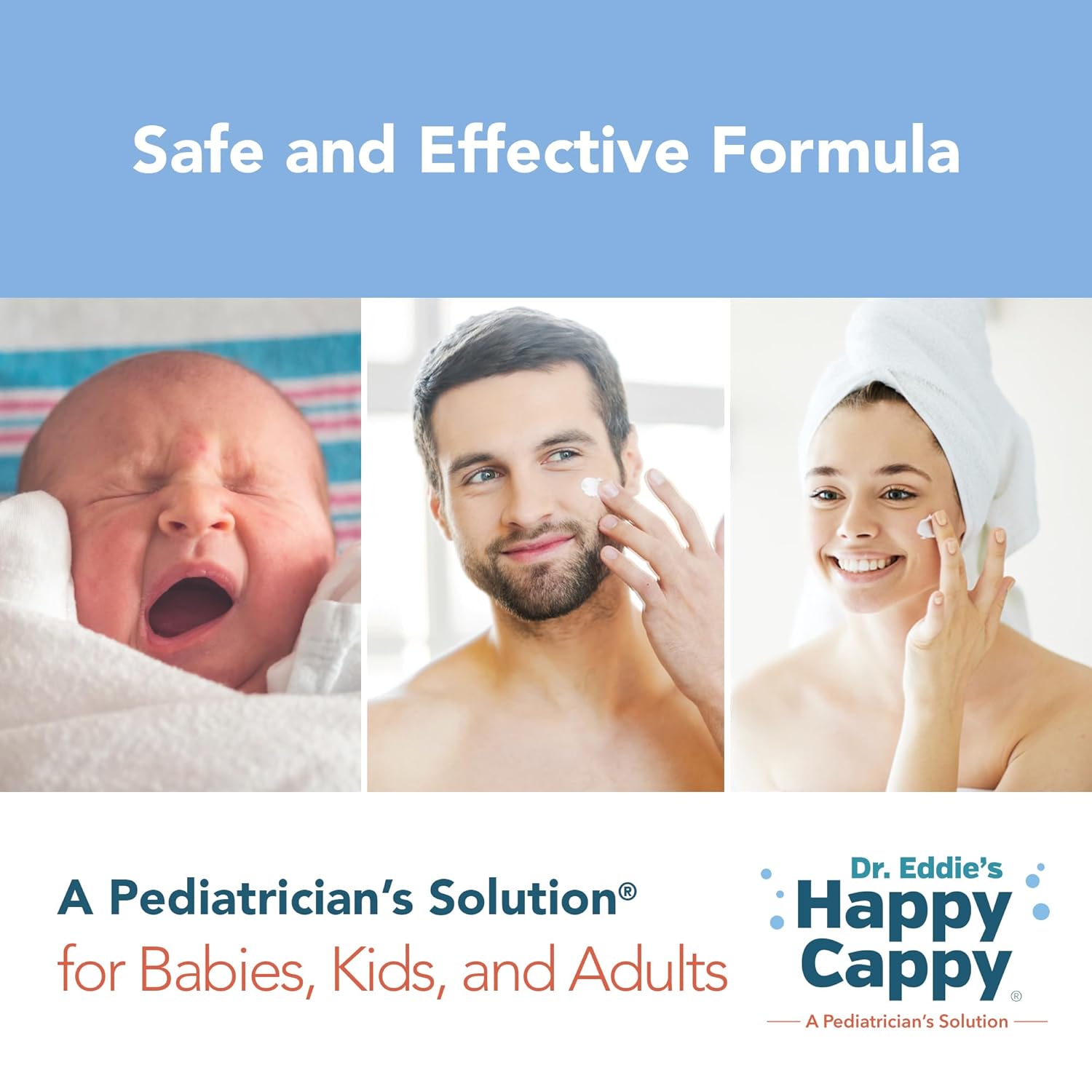 Happy Cappy Moisturizing Cream - Baby Cream for Eczema-Prone Skin, Dry Skin Lotion for Infants, Toddlers & Kids, Pediatrician-Formulated, Gentle, Paraben Free, Hypoallergenic, Sulfate Free - 12 fl oz - 6