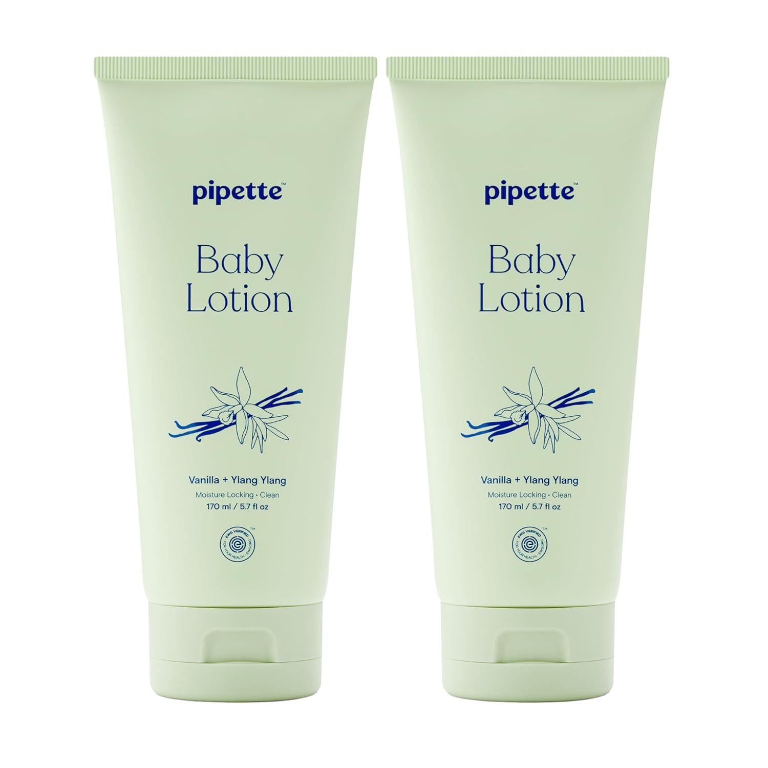 Pipette Baby Lotion, Vanilla + Ylang Ylang Scent, 5.7 fl oz (Pack of 2), Baby Lotion for Newborn, Sensitive Skin, and Kids, Non-Toxic and Hypoallergenic, Made with Ceramides - 1