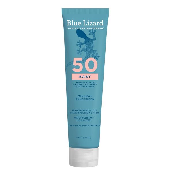 Blue Lizard BABY Mineral Sunscreen with Zinc Oxide, SPF 50+, Water Resistant, UVA-UVB Protection with Smart Cap Technology - Fragrance Free, 5 oz. Tube - 1