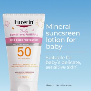 Eucerin Sun Sensitive Mineral Baby Sunscreen Lotion SPF 50 with Zinc Oxide Protection, Hypoallergenic Mineral Sunscreen for Babies, Tear Free and Fragrance Free, 4 Fl Oz Tube - 2