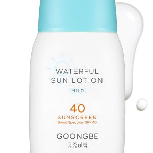 GOONGBE Waterful Sun Lotion Mild SPF 40 - Zinc Oxide Water Resistant Mineral Sunscreen for Babies, Kids & Adults - Hypoallergenic, Vegan, Reef-Safe - Korean Sun Care for Sensitive Skin, 2.82 fl.oz. - 1