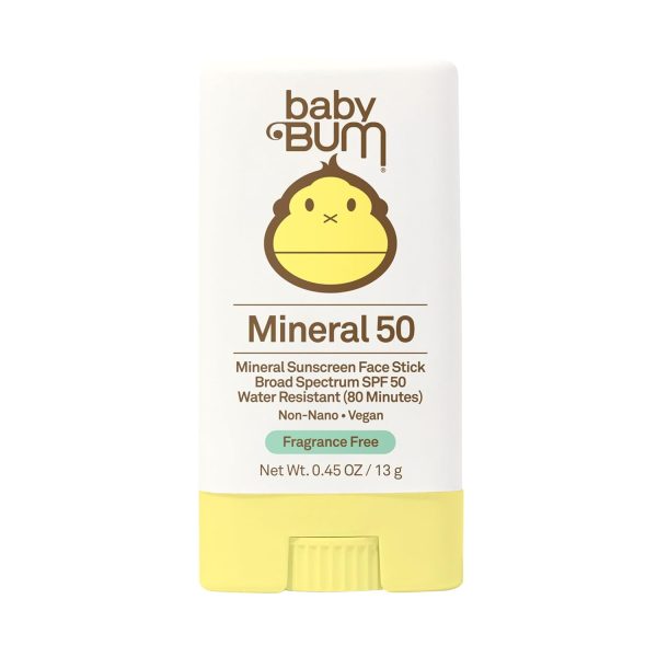 Sun Bum Baby Bum Mineral SPF 50 Sunscreen Stick - Hawaii 104 Act Compliant - UVA-UVB Face and Body Protection - Unscented for Sensitive Skin - Travel Size - 0.45 Oz - 1