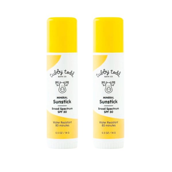 TUBBY TODD Mineral Sunstick - Broad Spectrum SPF 30 Sunscreen for Kids - Water-Resistant Stick Sunscreen for Body & Face - Safe for Sensitive Skin - 2 Pack, 0.5 oz - 1