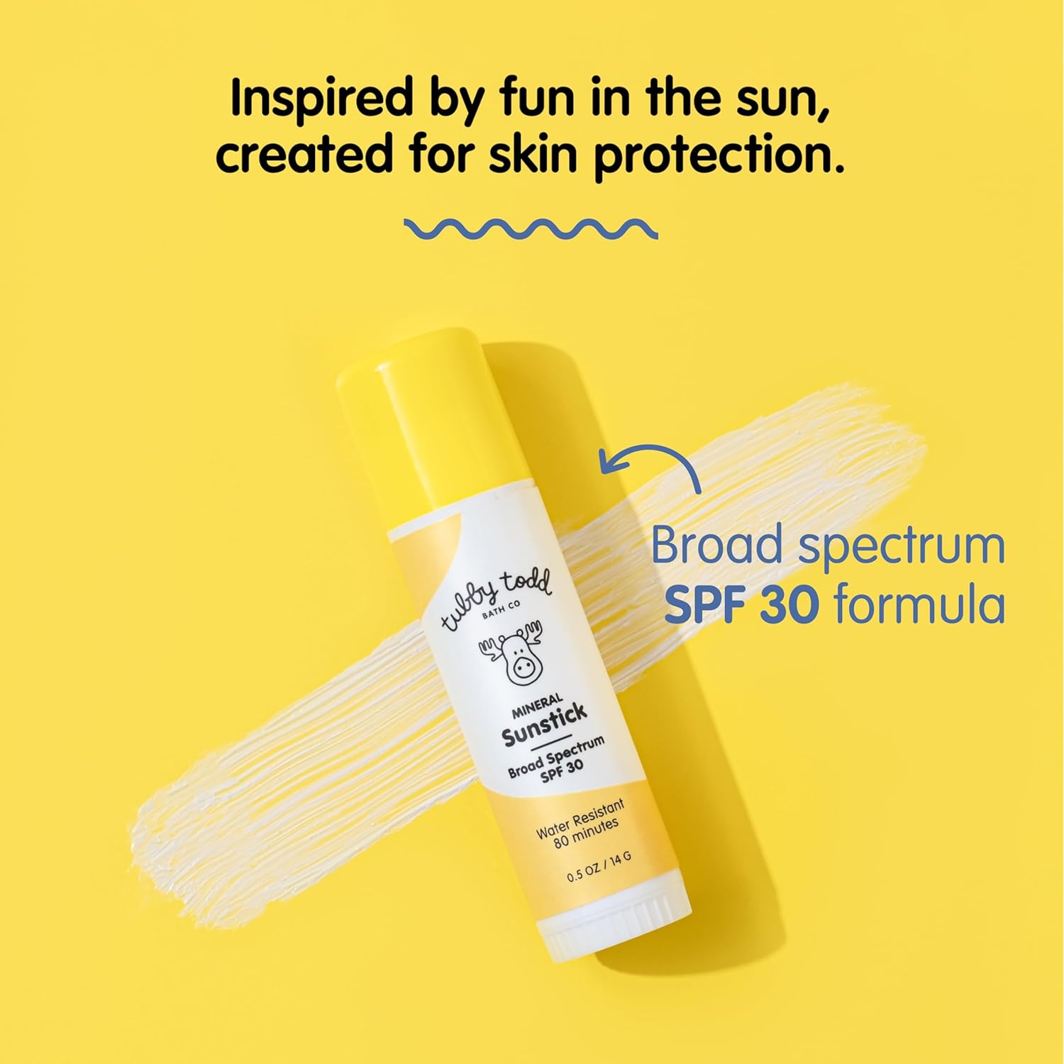 TUBBY TODD Mineral Sunstick - Broad Spectrum SPF 30 Sunscreen for Kids - Water-Resistant Stick Sunscreen for Body & Face - Safe for Sensitive Skin - 2 Pack, 0.5 oz - 3