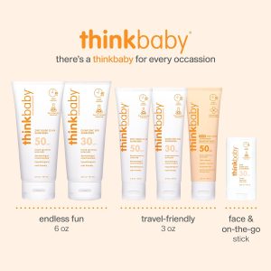 Thinkbaby Baby Sunscreen for Sensitive Skin, 3 Fl Oz, SPF 50 Clear Zinc Oxide Baby Mineral Sunscreen, Broad Spectrum UVA-UVB Protection, Natural, Water Resistant, Reef Safe, Vegan - 6