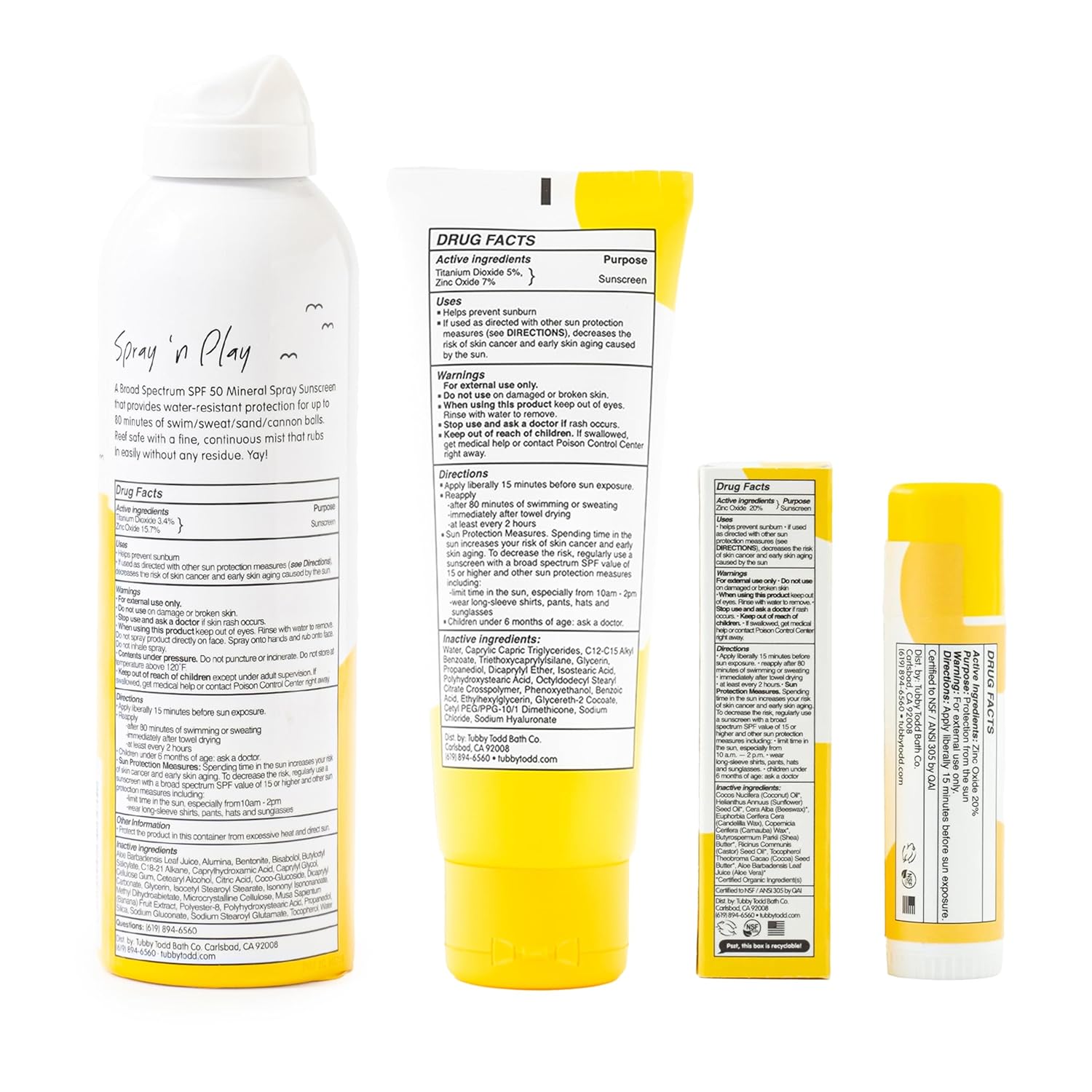 Tubby Todd Face and Body Mineral Protection Sunscreen Kit for Baby, Toddler and Kids - The Sun Bundle - Sunscreen Lotion 4 Fl Oz, Sunscreen Spray 6 Fl Oz and Sunstick 0.5 Oz - Fragrance-Free - 8