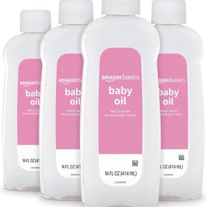 Amazon Basics Baby Oil, Mild & Gentle, Dermatologist Tested, Prevents Moisture Loss, Dry Skin Relief, 14 fl oz, 4-Pack - 1
