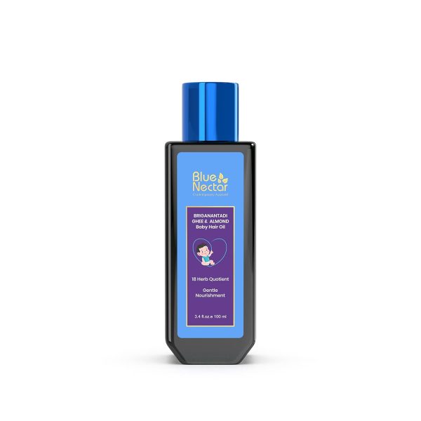 Blue Nectar Ayurvedic Baby Hair Oil with Coconut & Almond - Natural Herbal Kids Hair Oil for Soft, Gentle Scalp Care - Baby Care Essential (18 Herbs, 100 ml) - 1