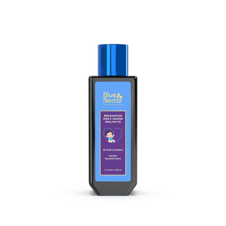 Blue Nectar Ayurvedic Baby Hair Oil with Coconut & Almond | Natural Herbal Kids Hair Oil for Soft, Gentle Scalp Care | Baby Care Essential (18 Herbs, 100 ml)