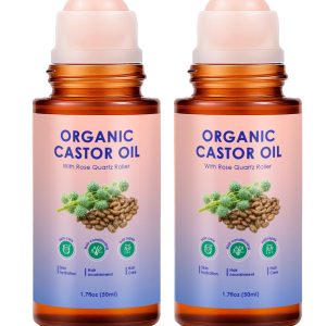 Castor Oil Roll On - Castor Oil Organic Cold Pressed, 2PCS 100% Pure Cold-Pressed, hair, Face & Skin Moisturizing, Reducing Dark Circles,Nail and Cuticle Care- Easy to Apply, 50ml-2 - 1