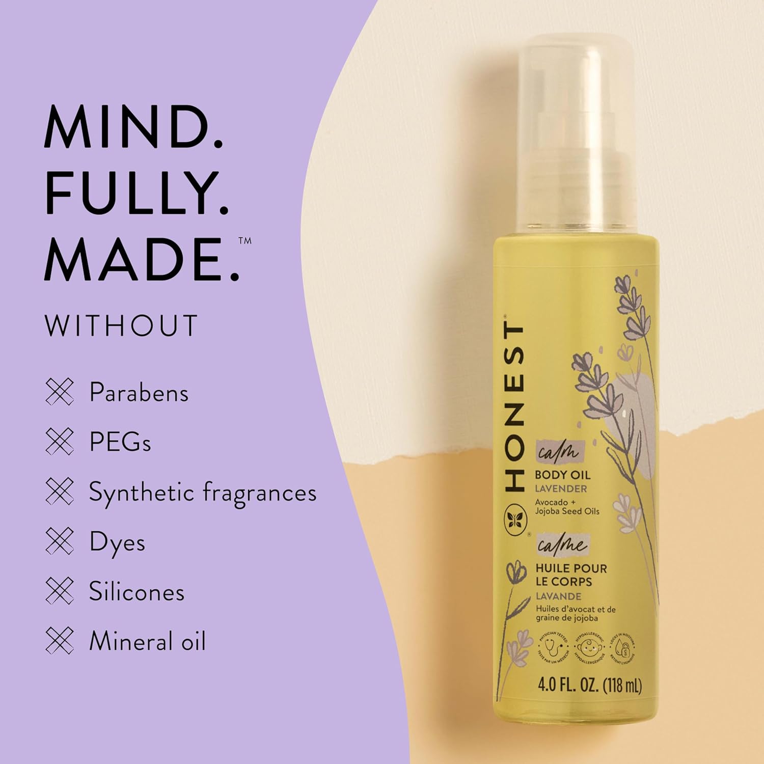 The Honest Company Lavender Infused Calming Body Oil Moisturize Nourish and Soothe Baby's Skin Plant-Based Hypoallergenic Vegan 4.0 fl oz - Image 8