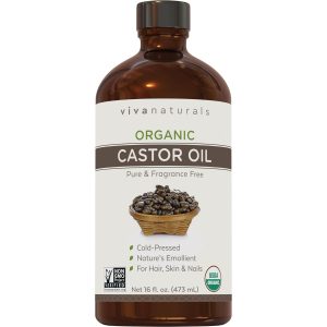 Viva Naturals Organic Castor Oil, Cold-Pressed, 16 fl oz – For Face, Hair, Eyelashes, USDA Organic, Non-GMO - Glass Bottle - 1