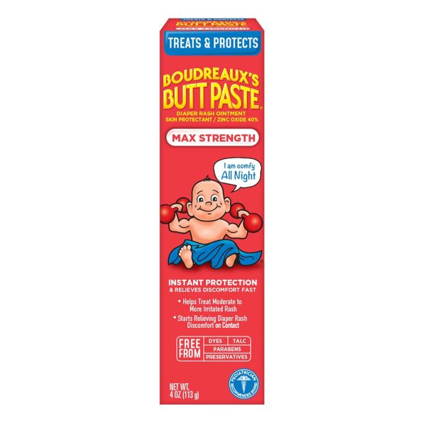 Boudreaux’s Butt Paste Max Strength Diaper Rash Cream for Baby, Ointment With Zinc Oxide, 4 oz Tube - 1