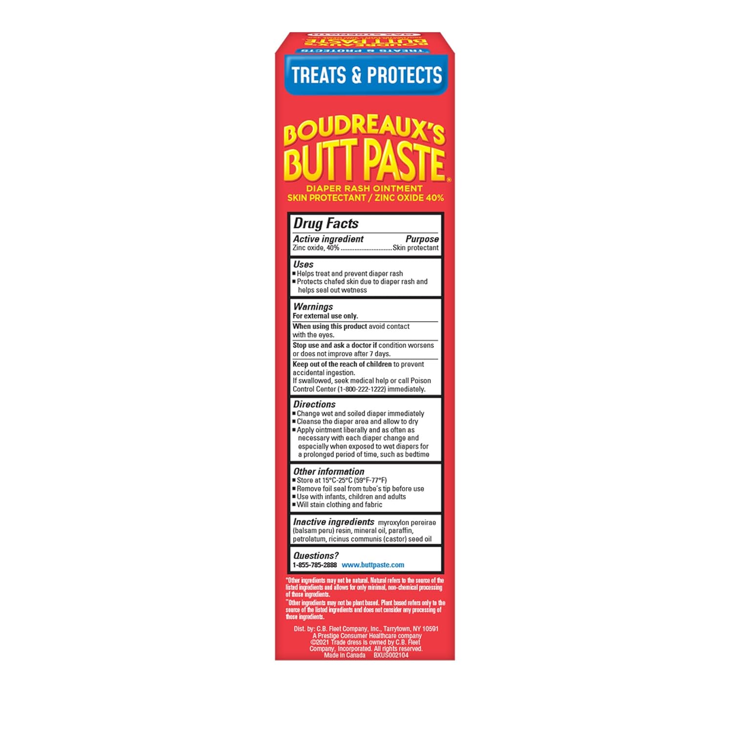 Boudreaux’s Butt Paste Max Strength Diaper Rash Cream for Baby, Ointment With Zinc Oxide, 4 oz Tube - Image 2