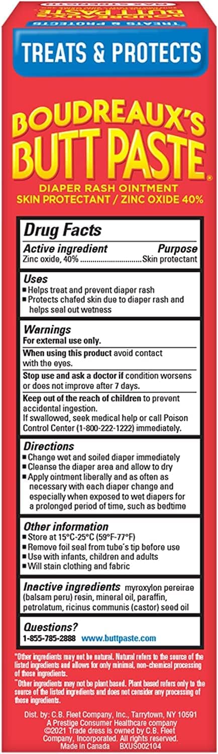 Boudreaux’s Butt Paste Max Strength Diaper Rash Cream for Baby, Ointment With Zinc Oxide, 4 oz Tubes, 3 Pack - Image 4