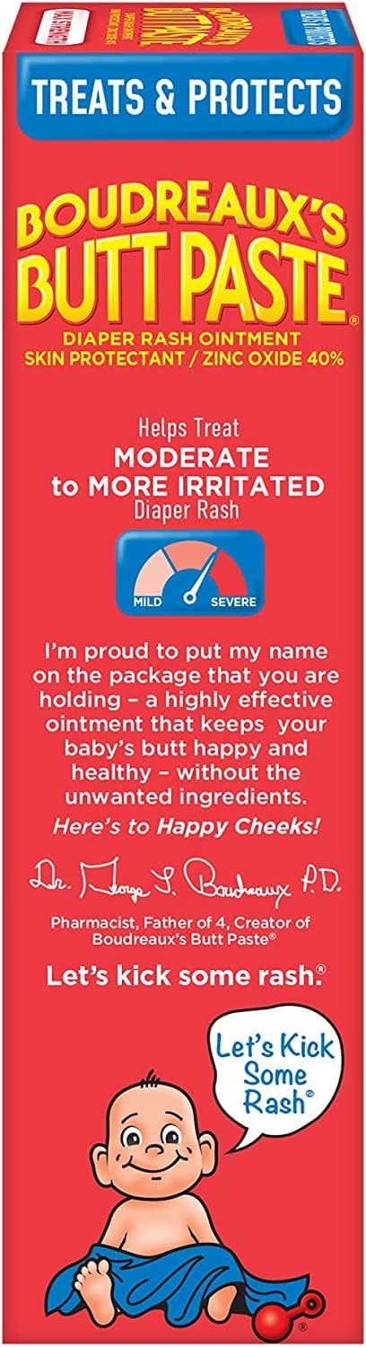 Boudreaux’s Butt Paste Max Strength Diaper Rash Cream for Baby, Ointment With Zinc Oxide, 4 oz Tubes, 3 Pack - Image 3