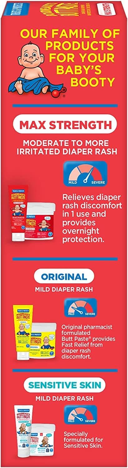 Boudreaux’s Butt Paste Max Strength Diaper Rash Cream for Baby, Ointment With Zinc Oxide, 4 oz Tubes, 3 Pack - Image 2