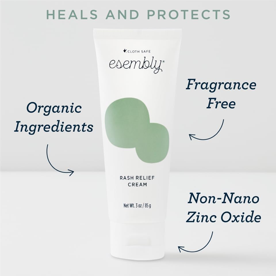Esembly Rash Relief Cream, Organic and Cloth Friendly Zinc Oxide Barrier Cream, Soothes and Heals Diaper Rash, Natural Aid for Baby Bottom Discomfort, 3oz - Image 7