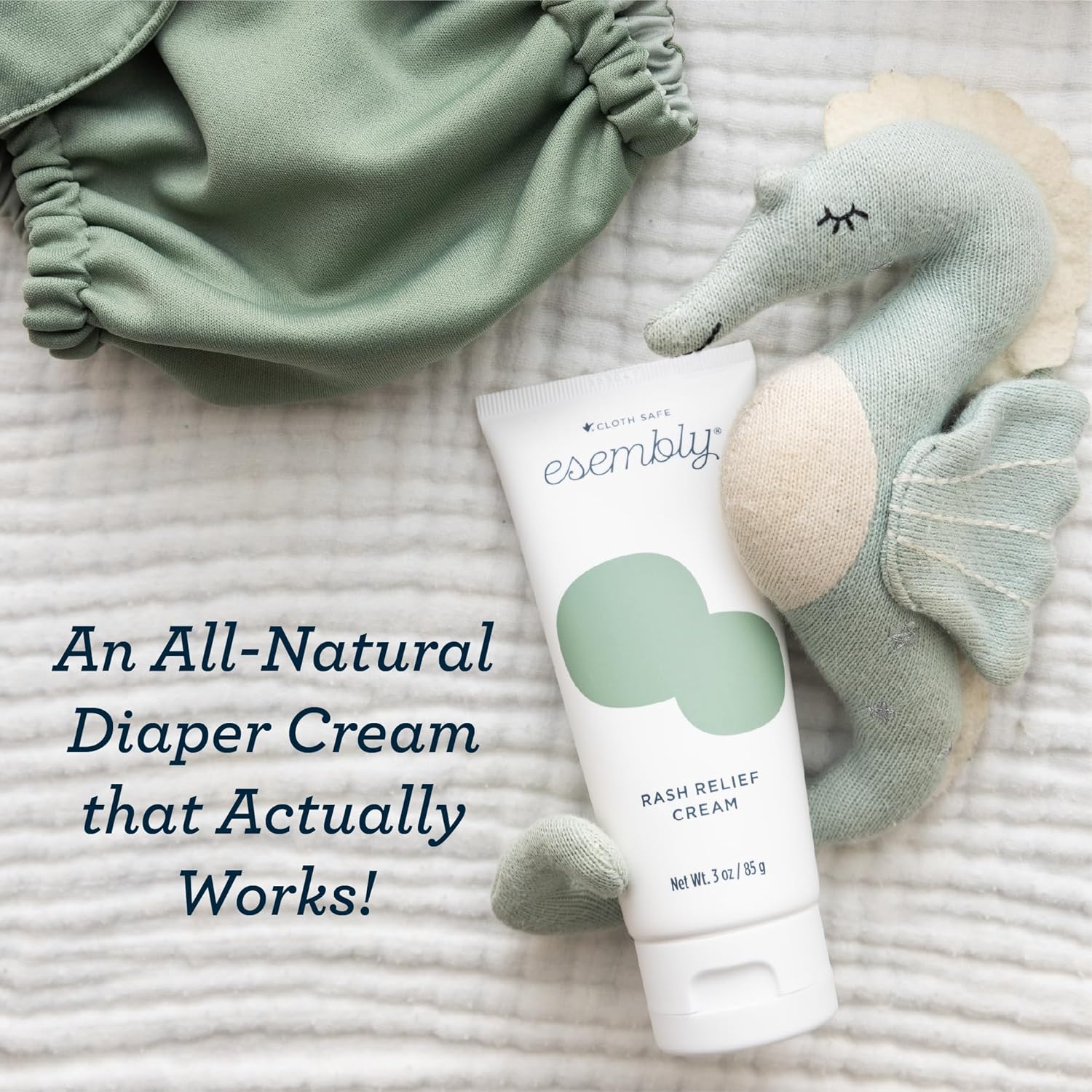Esembly Rash Relief Cream, Organic and Cloth Friendly Zinc Oxide Barrier Cream, Soothes and Heals Diaper Rash, Natural Aid for Baby Bottom Discomfort, 3oz - Image 5