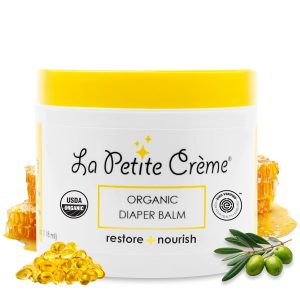 La Petite Creme French Organic Diaper Balm (4 oz) - Healing & Nourishing Diaper Cream - Gentle & Safe Liniment Baby Lotion - USDA Certified Organic - Baby Essentials for Newborn - 1