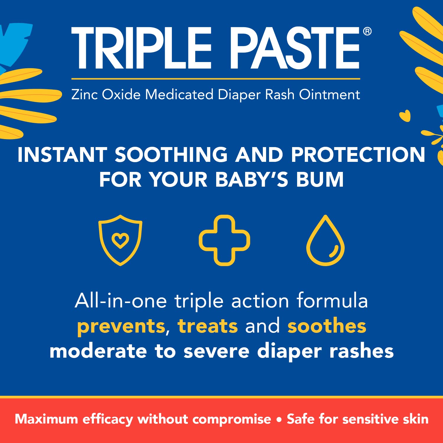 Triple Paste 3X Max Diaper Rash Ointment for Baby, Maximum Strength with 40% Zinc Oxide Ointment for Serious Diaper Rash, 2 oz Tube - Image 5