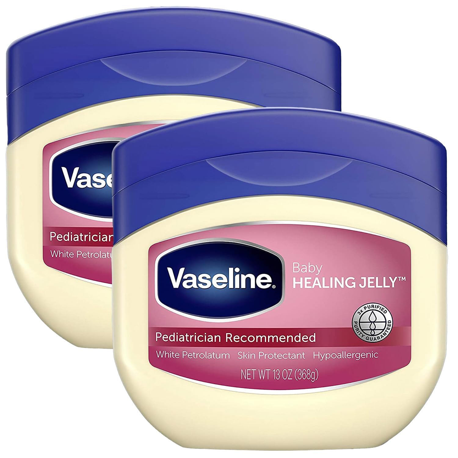 Vaseline Healing Jelly Baby, 2-Pack – Hypoallergenic Moisturizer for Baby Care, Diaper Rash, Sensitive and Dry Skin, Baby Powder Scent, 13 Oz Ea - 1