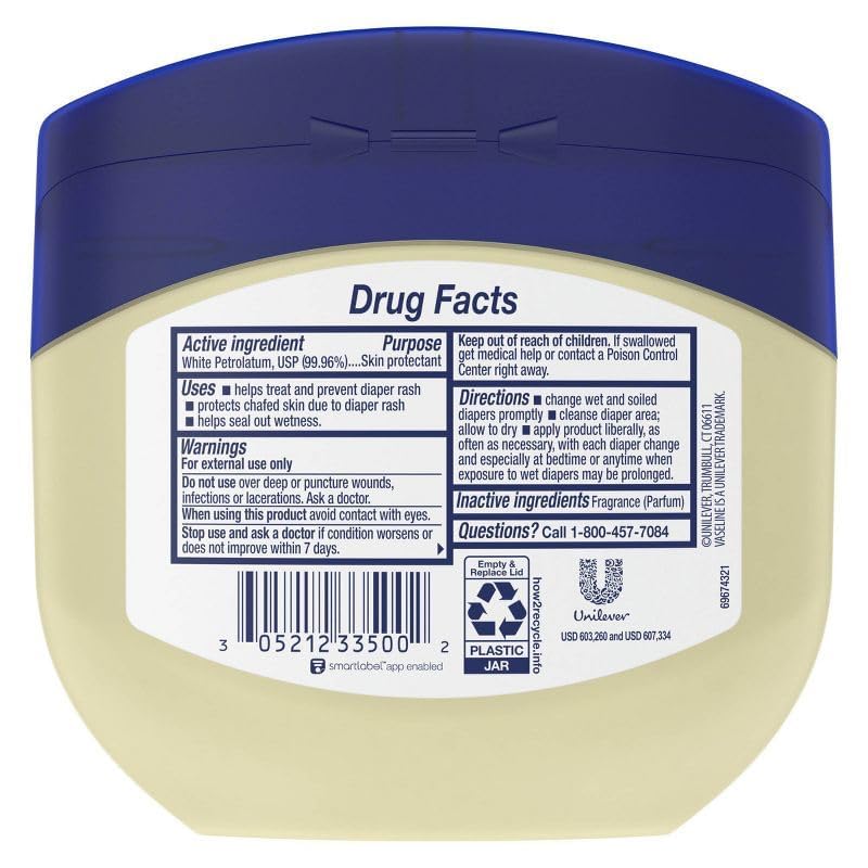 Vaseline Healing Jelly Baby, 2-Pack – Hypoallergenic Moisturizer for Baby Care, Diaper Rash, Sensitive and Dry Skin, Baby Powder Scent, 13 Oz Ea - Image 2