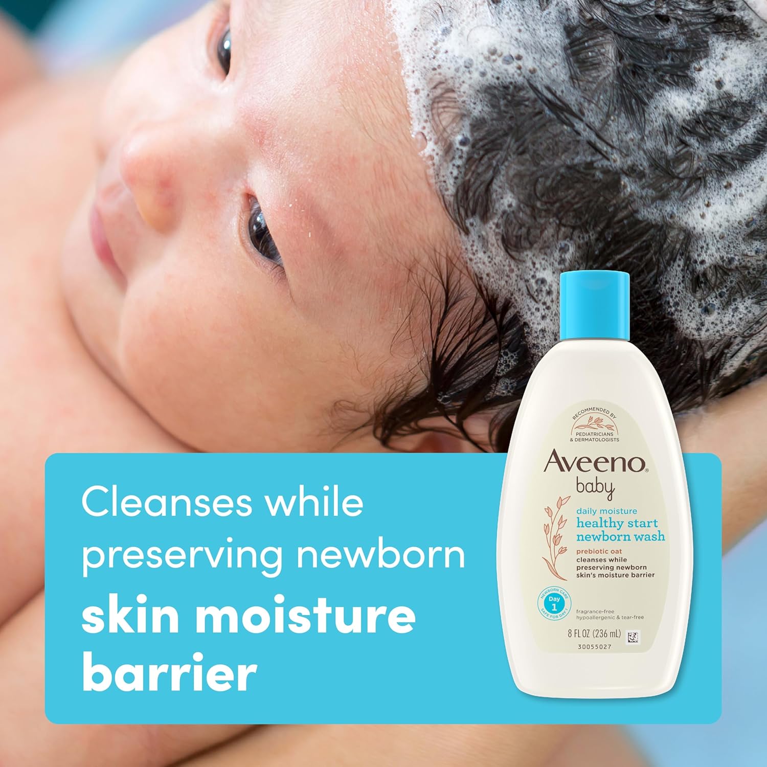 Aveeno Baby Healthy Start Nourishing Newborn Wash, Hypoallergenic Baby Body Wash, Prebiotic Oat, Gently Cleanses Sensitive Skin, No added Fragrances & Parabens, Tear-free, 8 fl. oz - Image 9
