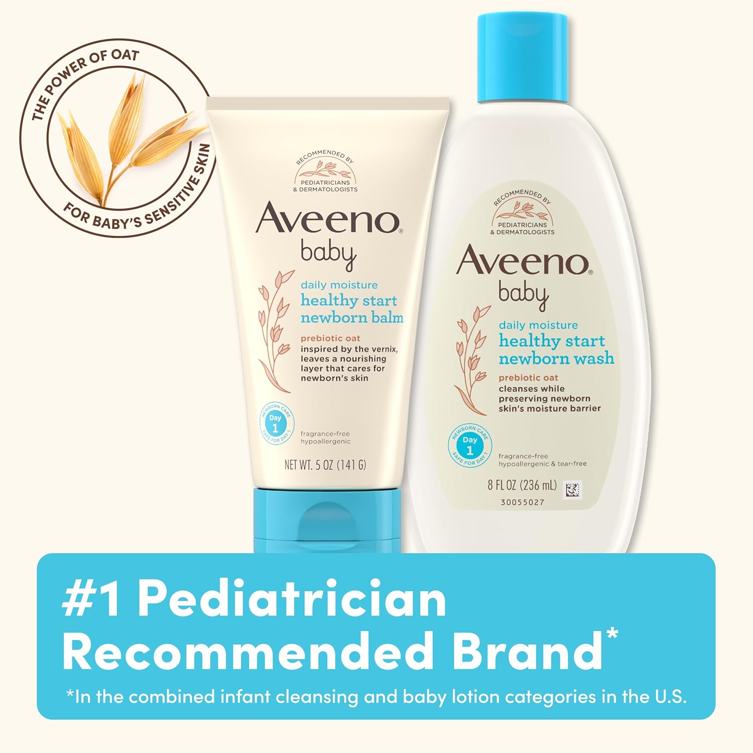 Aveeno Baby Healthy Start Nourishing Newborn Wash, Hypoallergenic Baby Body Wash, Prebiotic Oat, Gently Cleanses Sensitive Skin, No added Fragrances & Parabens, Tear-free, 8 fl. oz - Image 3