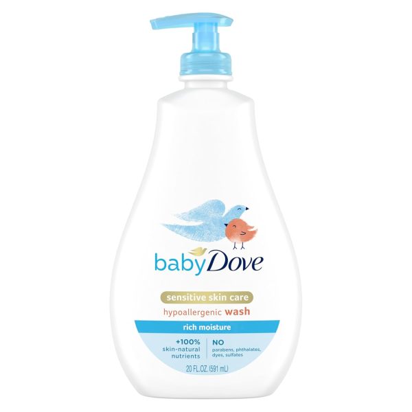 Baby Dove Sensitive Skin Care Baby Wash For Baby Bath Time Rich Moisture Tear-Free and Hypoallergenic, 20 oz (Packaging May Vary) - 1