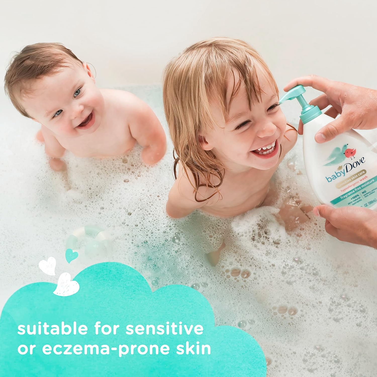 Baby Dove Sensitive Skin Care Baby Wash Fragrance Free Moisture For Baby Bath Time Fragrance Free and Hypoallergenic, Washes Away Bacteria 34 oz (Pack of 1) - Image 9