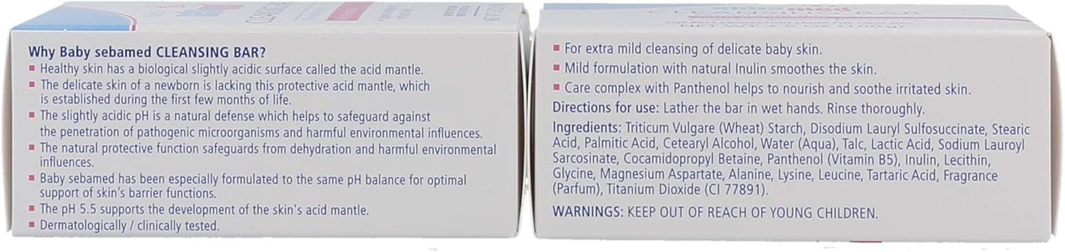 SEBAMED Baby Ultra Mild Cleansing Bar Pack of 2 - Hypoallergenic Non-irritating Cleanser with Vitamins and Amino Acids 3.5 Ounces (100g) 2pk - Image 2
