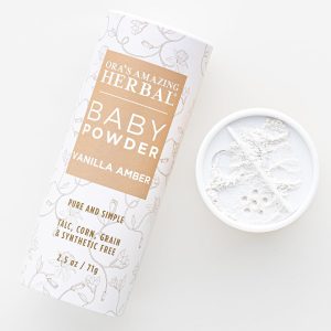 Baby Powder Talc-Free, Real Vanilla Amber Natural Scent, Cornstarch Free Arrowroot and Clay Based Powder, Synthetic Fragrance Free, Ora's Amazing Herbal, 2.5 oz - 1