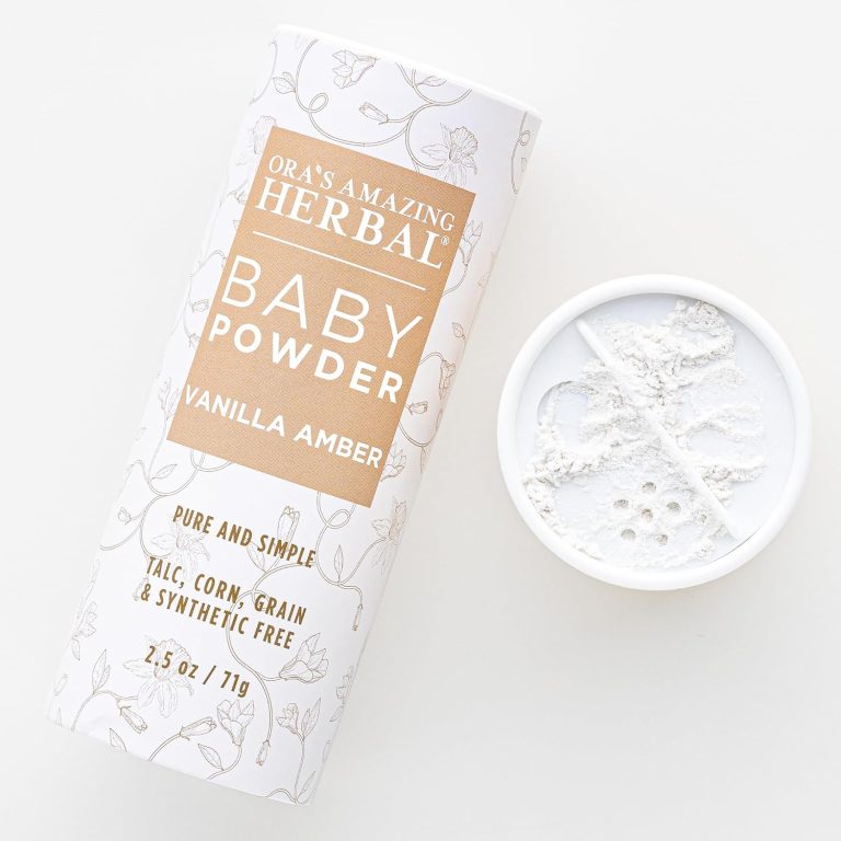 Baby Powder Talc-Free, Real Vanilla Amber Natural Scent, Cornstarch Free Arrowroot and Clay Based Powder, Synthetic Fragrance Free, Ora's Amazing Herbal, 2.5 oz