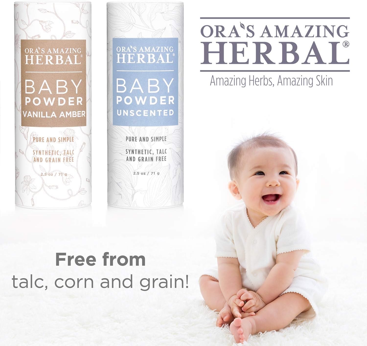 Baby Powder Talc-Free, Real Vanilla Amber Natural Scent, Cornstarch Free Arrowroot and Clay Based Powder, Synthetic Fragrance Free, Ora's Amazing Herbal, 2.5 oz - Image 5