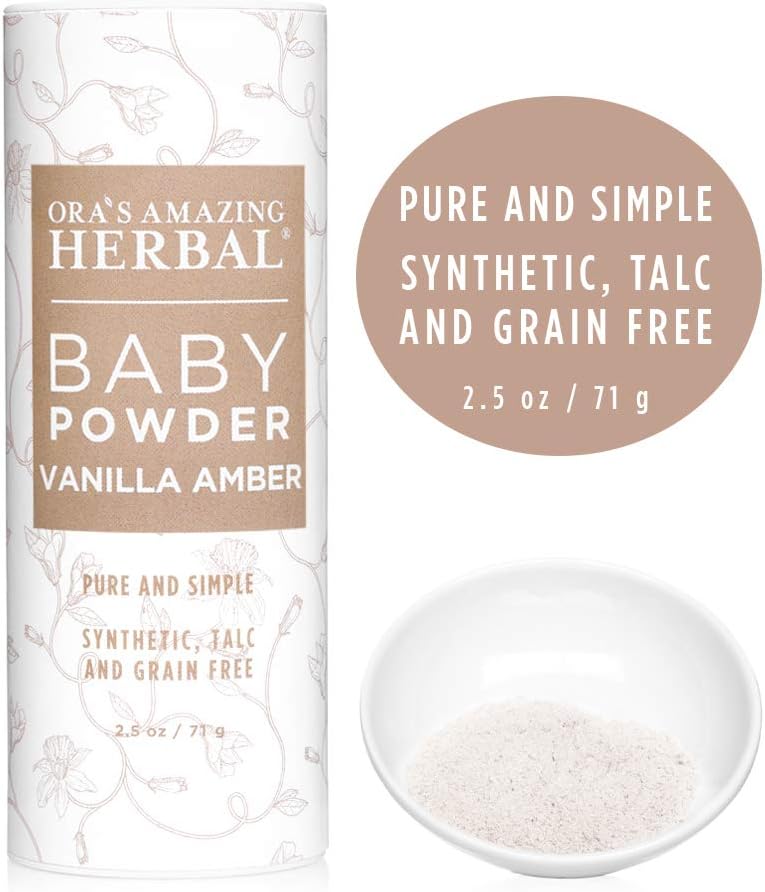 Baby Powder Talc-Free, Real Vanilla Amber Natural Scent, Cornstarch Free Arrowroot and Clay Based Powder, Synthetic Fragrance Free, Ora's Amazing Herbal, 2.5 oz - Image 9