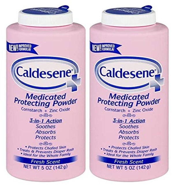 Caldesene Medicated Protecting Body Powder with Zinc Oxide and Cornstarch, Talc Free, 5 Oz (Pack of 2) - 1