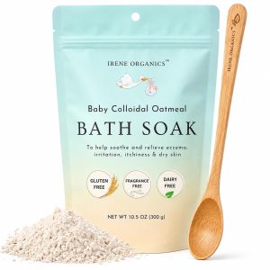 Oatmeal Baby Bath Powder for Eczema by Irene Organics - Colloidal Oatmeal for Soothing Treatment of Eczema, Diaper Rash, Dry Skin, Itching and Irritation - Moisturize and Sooth Baby and Toddler Skin - 1